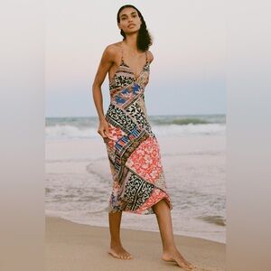 Zara Multicolor Patchwork Midi Dress